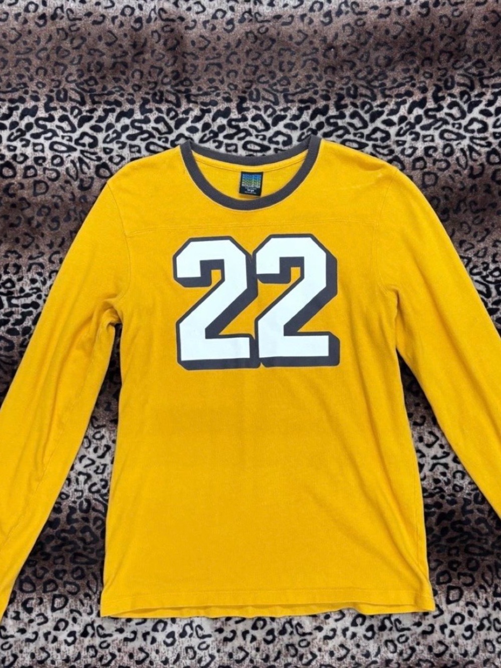 Vintage Hollister Golden Yellow Long Sleeve Tee with '22' Graphic